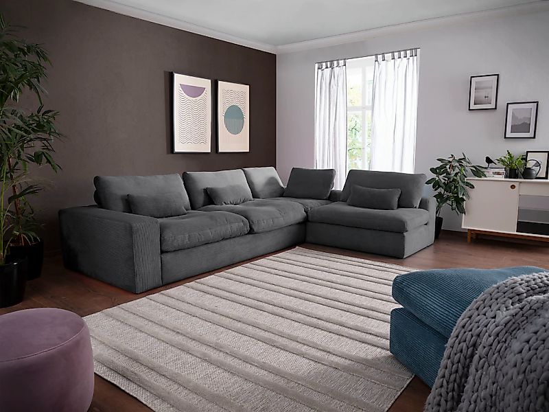 alina Ecksofa "Sandy" mit losen Sitz und Rückenkissen, in modernem Cordstof günstig online kaufen