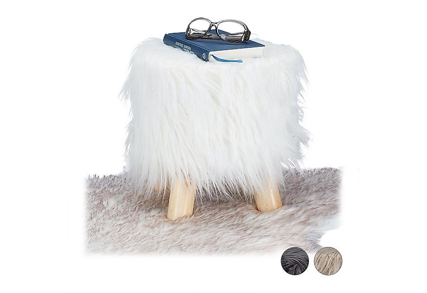 relaxdays Hocker Fell Hocker, weiß günstig online kaufen