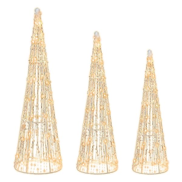 COSTWAY LED-Dekofigur, 3er Weihnachtsbaum Kegelform mit günstig online kaufen