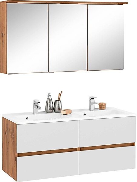 welltime Badmöbel-Set »Lucca«, (2 St.), Doppelwaschtisch, Breite 120 cm günstig online kaufen