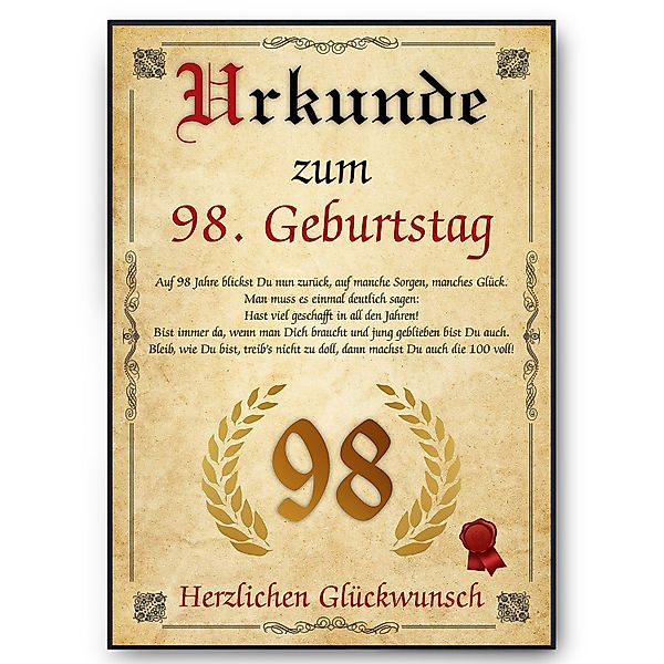 Tigerlino Poster Urkunde zum Geburtstag Mann günstig online kaufen