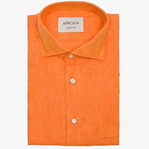 Hemd  einfarbig  orange leinen zefir, kragenform  modernisierter spreizkrag günstig online kaufen