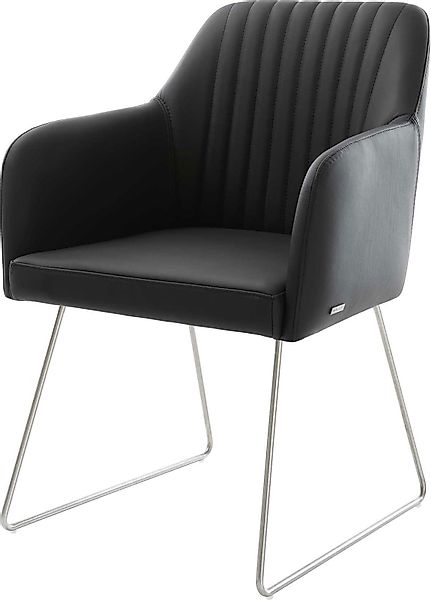 DELIFE Polsterstuhl Greg-Flex, Kufengestell Edelstahl Echt-Leder günstig online kaufen