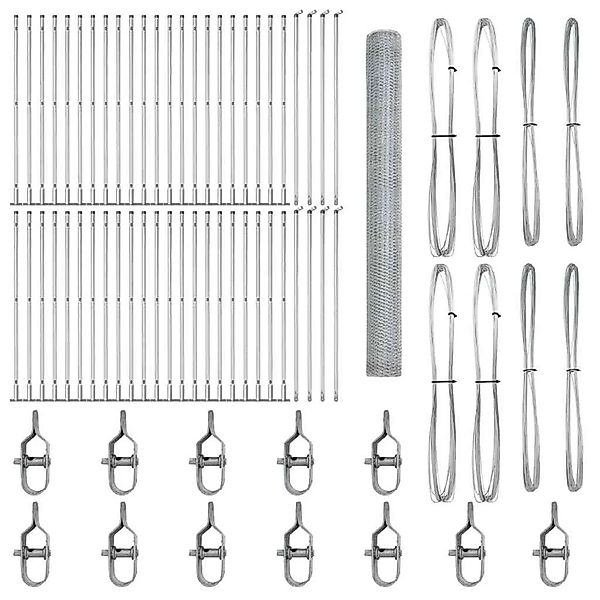 vidaXL Zaunpfosten Silber 100 x 1,6 m 25 mm Maschennetz Stahl 3353883 günstig online kaufen