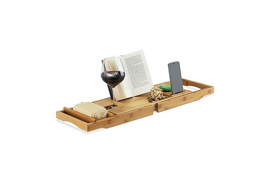 relaxdays Badewannenablage Bambus mit Buchstütze günstig online kaufen