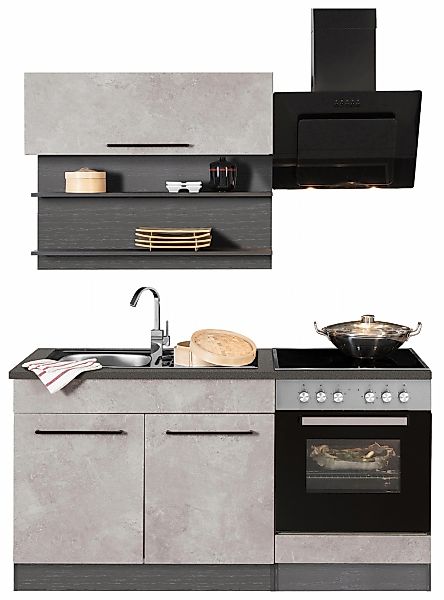 KOCHSTATION Küchenzeile »KS-Tulsa«, Breite 160 cm, schwarze Metallgriffe, h günstig online kaufen