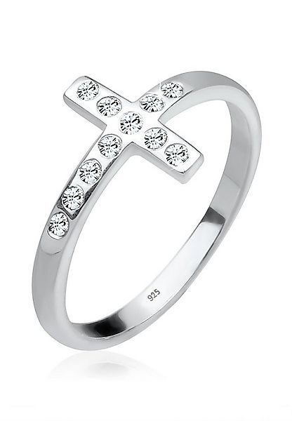 Elli Fingerring Blogger Kreuz Kristalle 925 Silber günstig online kaufen