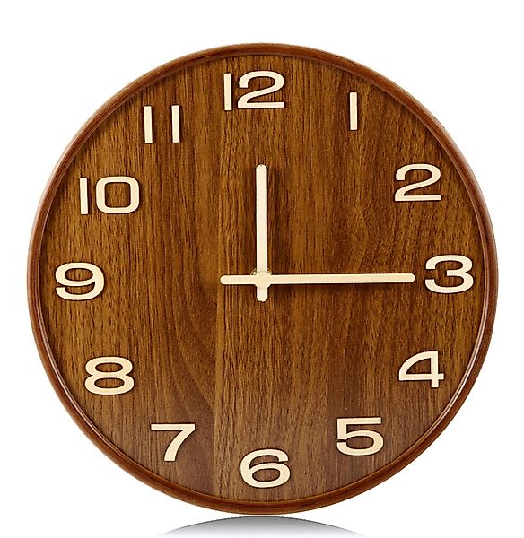 BlingBin Wanduhr 12 Zoll Holz-Wanduhr Quarzuhr günstig online kaufen