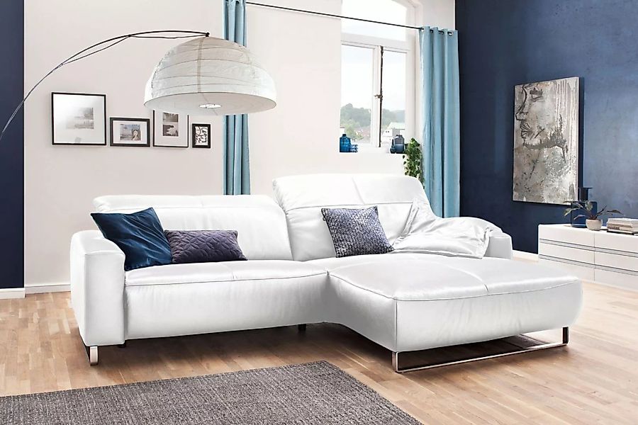 KAWOLA Sofa YORK Leder Recamiere white günstig online kaufen