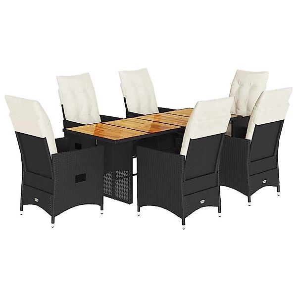 vidaXL 7-Tlg Garten-Essgruppe mit Kissen Schwarz Poly Rattan 3276688 günstig online kaufen