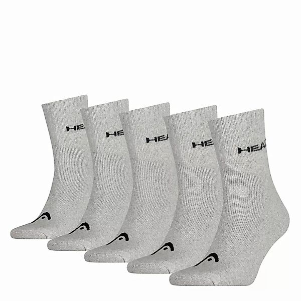 HEAD Unisex Short Crew Socken - Kurzsocken, 5er Pack, einfarbig Grau 39-42 günstig online kaufen