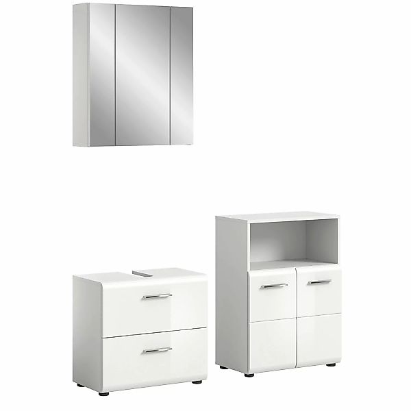 Badkombination m. Spiegelschrank Ice 135 cm x 190 cm x 32 cm Weiß-Weiß günstig online kaufen