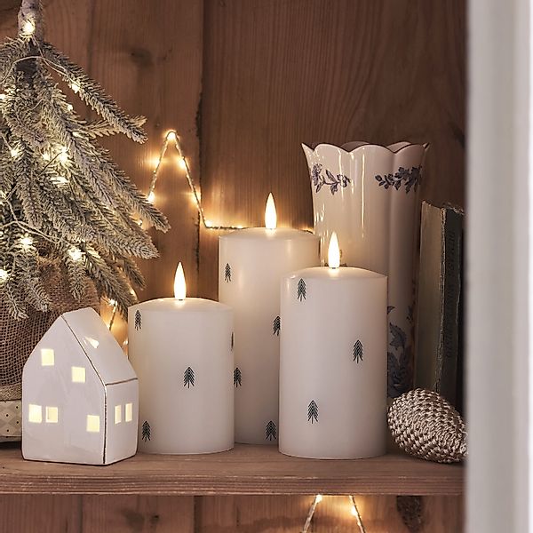 3er Set TruGlow® LED Kerzen Echtwachs mit Weihnachtsbäumen günstig online kaufen