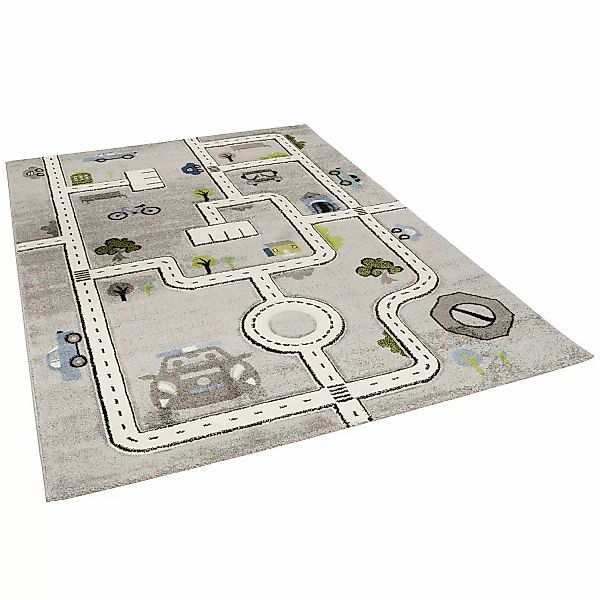 Pergamon Kinder Teppich Maui Kids Straßen Grau 80x160cm günstig online kaufen