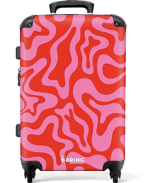 NoBoringSuitcases.com© Hartschalen-Trolley Rosa mit rotem abstraktem günstig online kaufen