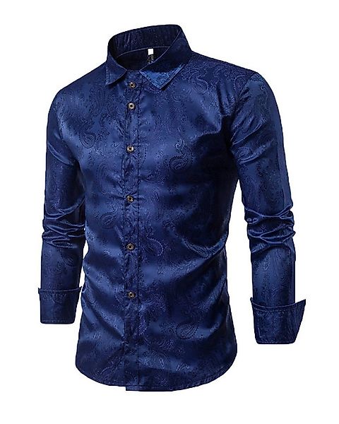 Allthemen Langarmhemd mit Stickerei Herren Freizeithemd florales Muster dün günstig online kaufen