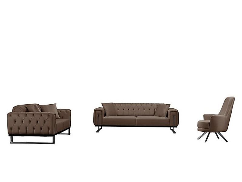 BENEDO MÖBEL Sofa Set Harmonie mit Metall-Kufen in Schwarz-Hochglanz, Spar- günstig online kaufen