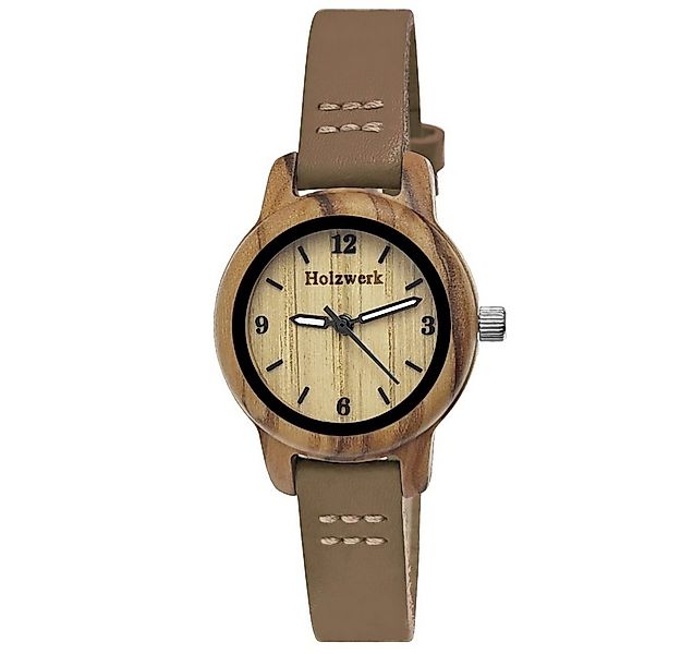 Holzwerk Quarzuhr kleine moderne Damen Holz & Leder Armband Uhr CLARA, Holz günstig online kaufen