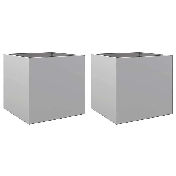 vidaXL Pflanzkübel 2 Stk Silbern 42x40x39 cm Verzinkter Stahl 841558 günstig online kaufen