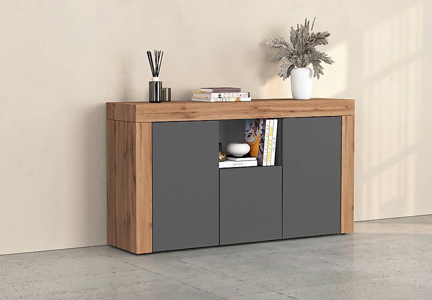 OTTO home Sideboard "CHRONOS Breite 155 cm mit 3 Türen, 1 offenes und 6 ges günstig online kaufen