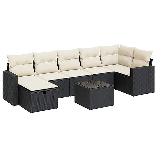 vidaXL 8-Tlg Garten-Sofagarnitur mit Kissen Schwarz Poly Rattan 3325412 günstig online kaufen