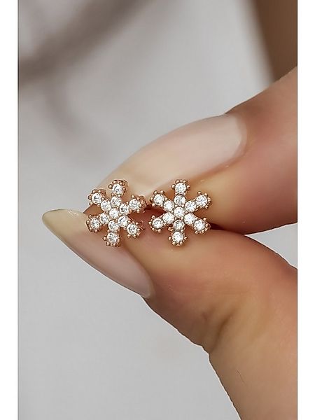 Nisan Ohrring-Set, Ohrstecker, 925er Silber, Roségold, Zirkonia, Schneefloc günstig online kaufen