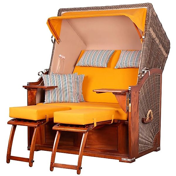 bene,iving Strandkorb Komplettset Schaalsee Mahagoni PE grau Modell 586 günstig online kaufen