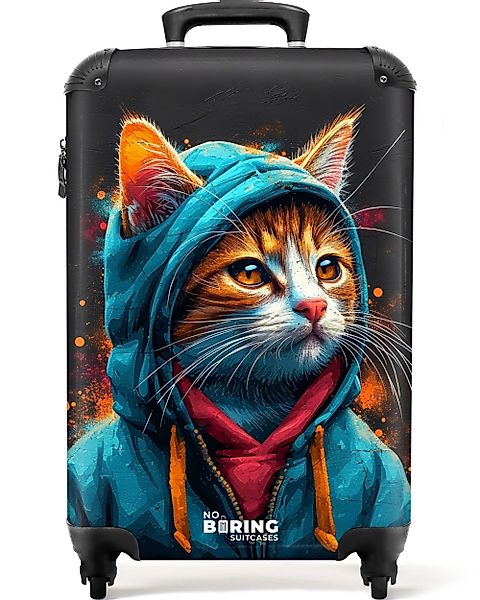 NoBoringSuitcases.com© Hartschalen-Trolley Graffiti-Katze mit blauer Weste günstig online kaufen