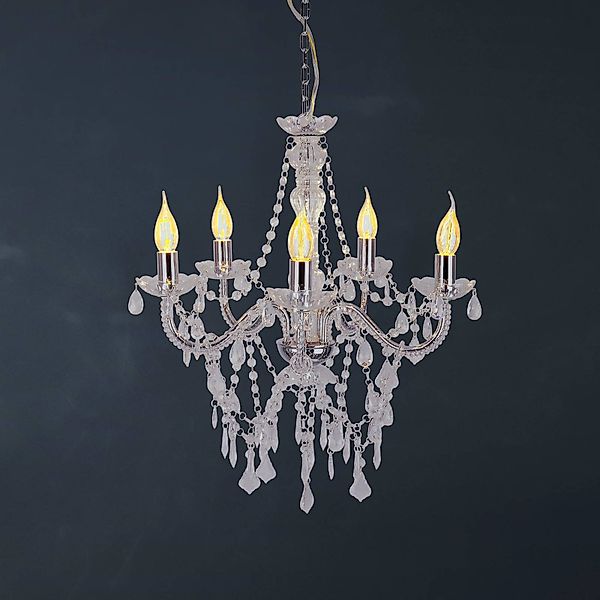 näve Pendelleuchte »5er Krone "CECILIA" D: 52 cm chrom«, Leuchtmittel E14 günstig online kaufen