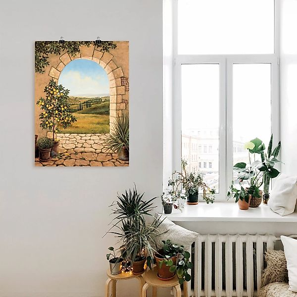 Artland Wandbild "Zitronenbaum vorm Torbogen", Fensterblick, (1 St.), als A günstig online kaufen