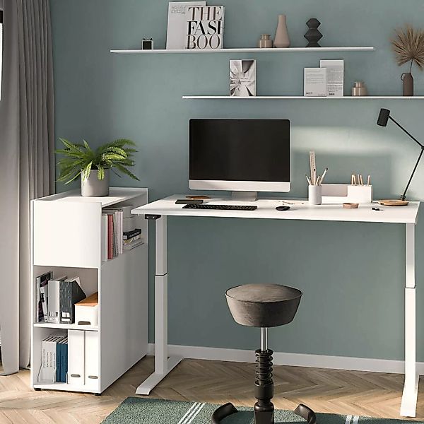 Büromöbel Set 2-teilig MEMPHIS-01 mit Schreibtisch 180x80cm in weiß günstig online kaufen