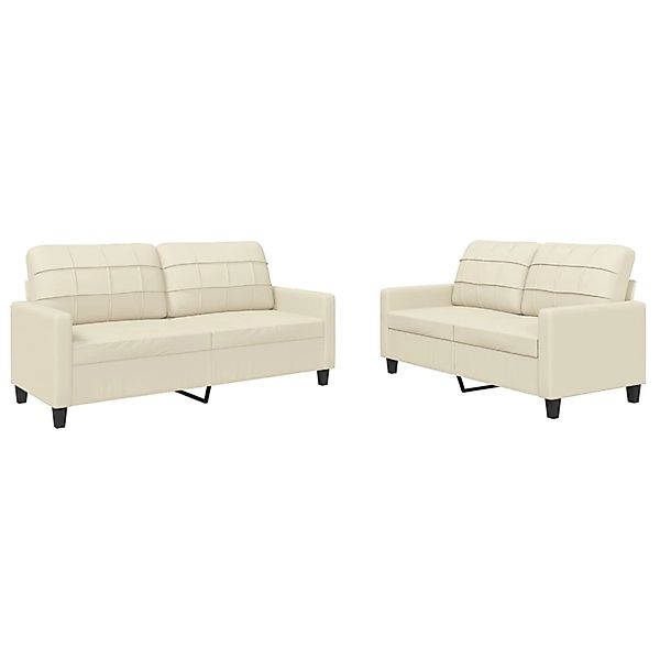 vidaXL 2-Tlg Sofagarnitur mit Kissen Creme Kunstleder 3201359 günstig online kaufen