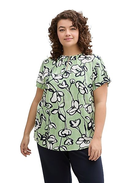 TOM TAILOR PLUS Kurzarmbluse mit All-Over günstig online kaufen