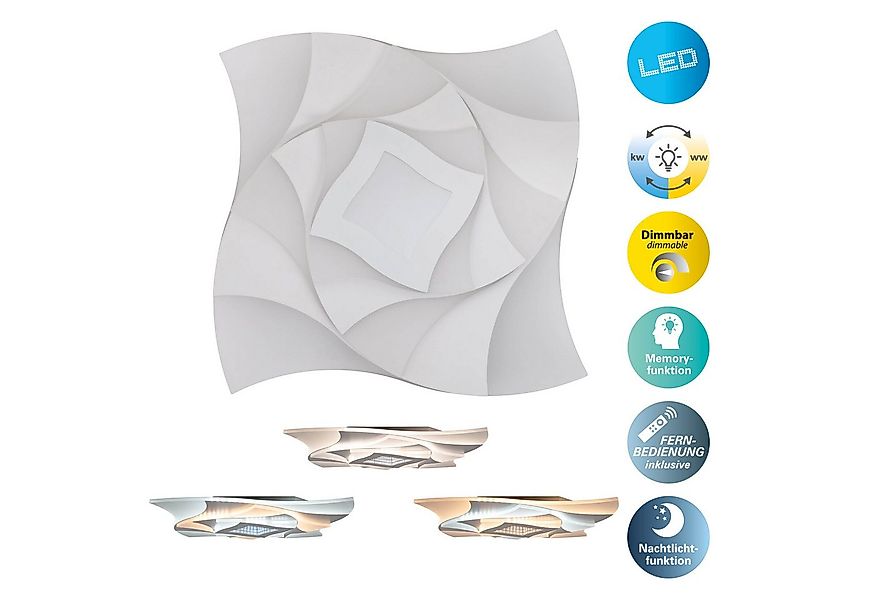 näve LED Deckenleuchte Liora, CCT - über Fernbedienung, Dimmfunktion, Memor günstig online kaufen