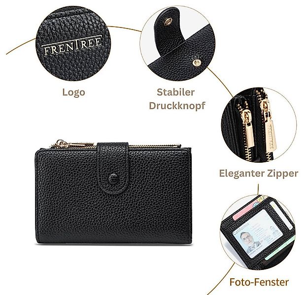 Frentree Geldbörse Damen mit RFID Schutz, Echtleder Optik, großes Münzfach, günstig online kaufen