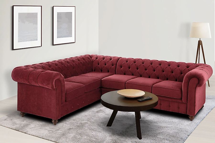 Home affaire Chesterfield-Sofa "Chesterfield Ecksofa, auch in Leder L-Form" günstig online kaufen