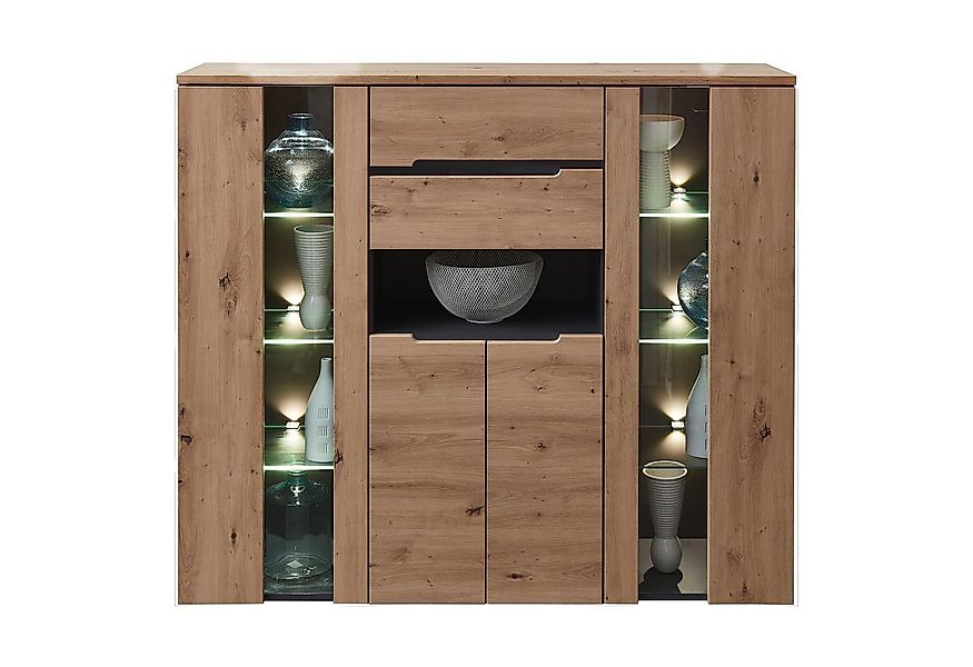 Innostyle Highboard MEMPHIS, Artisan Eiche Dekor, Graphitgrau, 4 Türen, 2 S günstig online kaufen