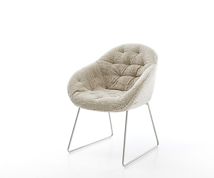 Esszimmerstuhl Gaio-Flex Webstoff Soft Beige Kufengestell Edelstahl günstig online kaufen