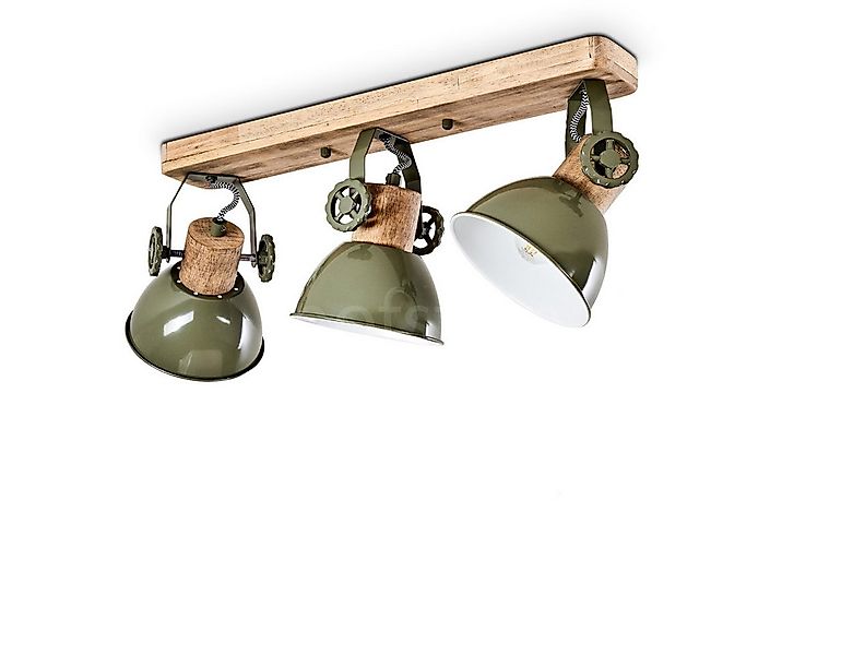 hofstein Deckenleuchte »Cotes« Deckenlampe aus Metall/Holz in Grün/Weiß/Bra günstig online kaufen