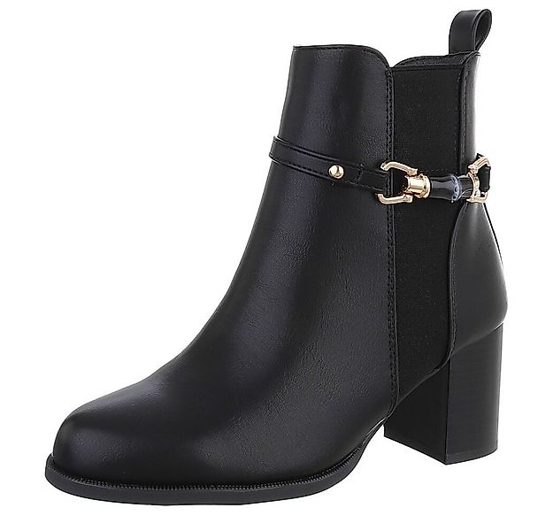 Ital-Design Elegante Ankle Boots mit Blockabsatz und dekorativem Verschluss günstig online kaufen