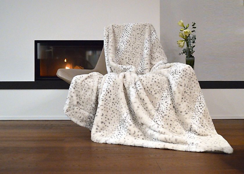 MESANA Wohndecke "Schneeleopard" aus hochwertigem Fellimitat, Kuscheldecke, günstig online kaufen