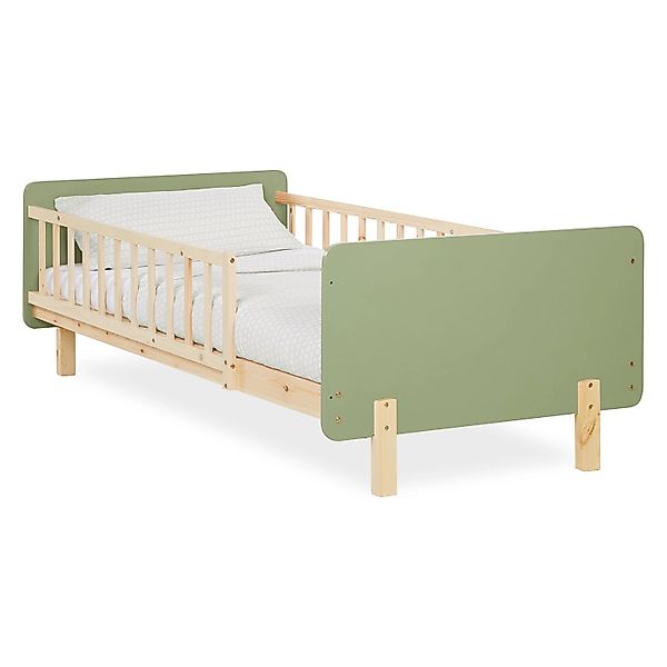 Homestyle4u Kinderbett 90x200 mit Raufallschutz Lattenrost Grün 2605 günstig online kaufen