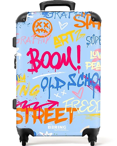 NoBoringSuitcases.com© Hartschalen-Trolley Bunter Graffitidruck mit Text günstig online kaufen