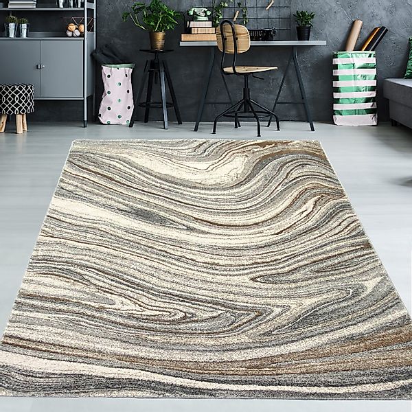 TeppichHome24 Teppich Designerteppich flüssiger Marmor creme günstig online kaufen
