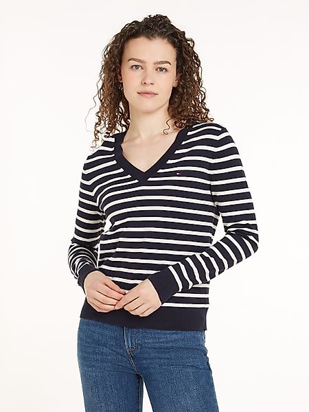 Tommy Hilfiger V-Ausschnitt-Pullover CO JERSEY STITCH günstig online kaufen