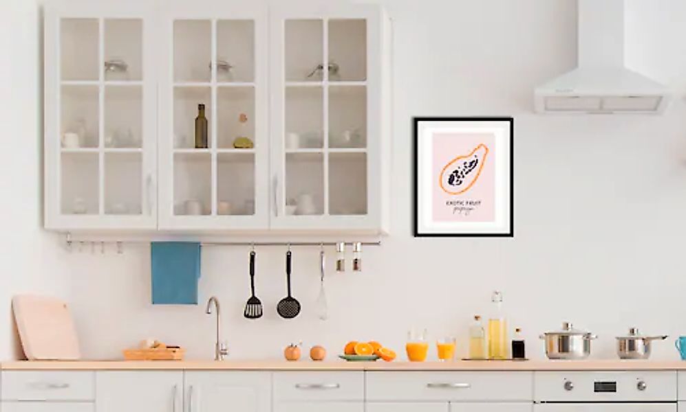 queence Bild »Papaya«, Obst-Obst Bilder-Schriftzug-Kunst, (1 St.), gerahmt günstig online kaufen