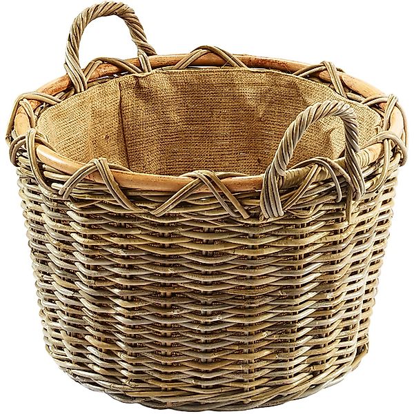 Kobolo Holzkorb für Kaminholz Kubu grey Rattan mit Griffen herausnehmbarer günstig online kaufen