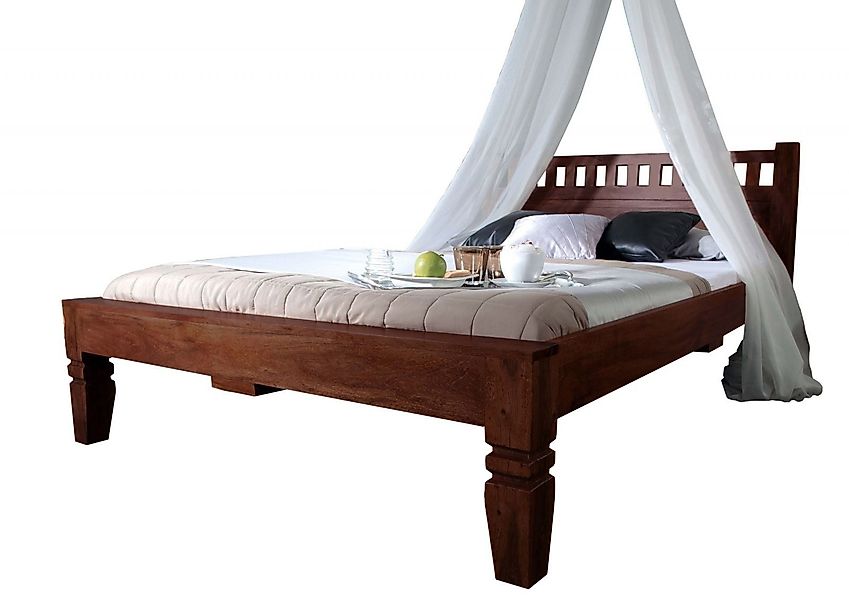 Massivmoebel24 Massivholzbett (Bett Akazie 200x200x90 nougat günstig online kaufen