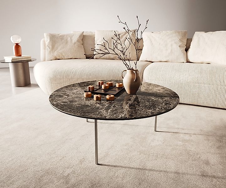 Couchtisch Edge Rund 90x90 cm Keramik Laminam® Emperador Extra Lucidato Dun günstig online kaufen