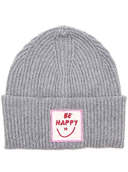 Zwillingsherz Strickmütze "Be Happy" Grobstrick, mit Patch günstig online kaufen